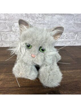 Tiger Electronics FurReal Friends Light Grey Geen Eyes Cat Meow Plush 4361